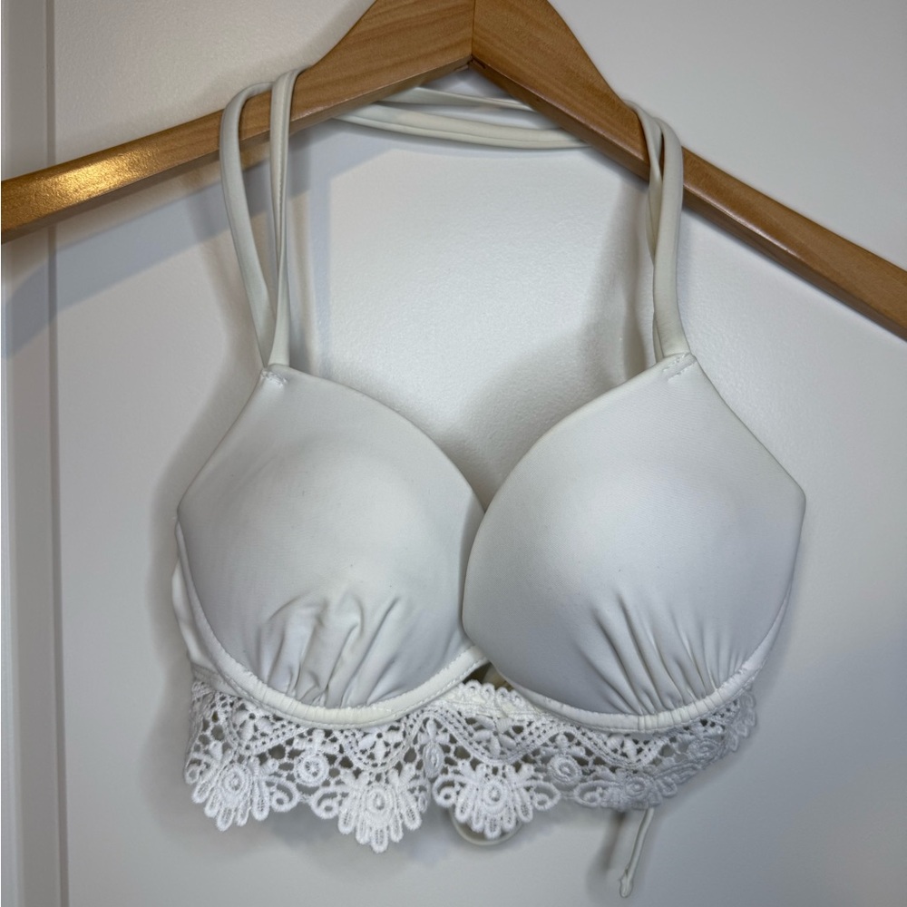 White Lace Bikini Top XS | Xhiliration | Beachy Boho Bridal